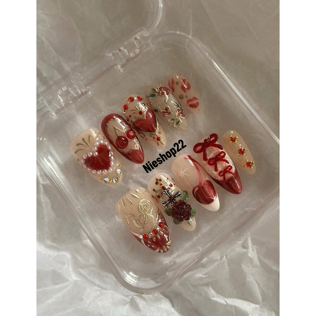 Nail Box Coquette Vibe Cổ Tích Pinterest - Press On Handmade | NB061