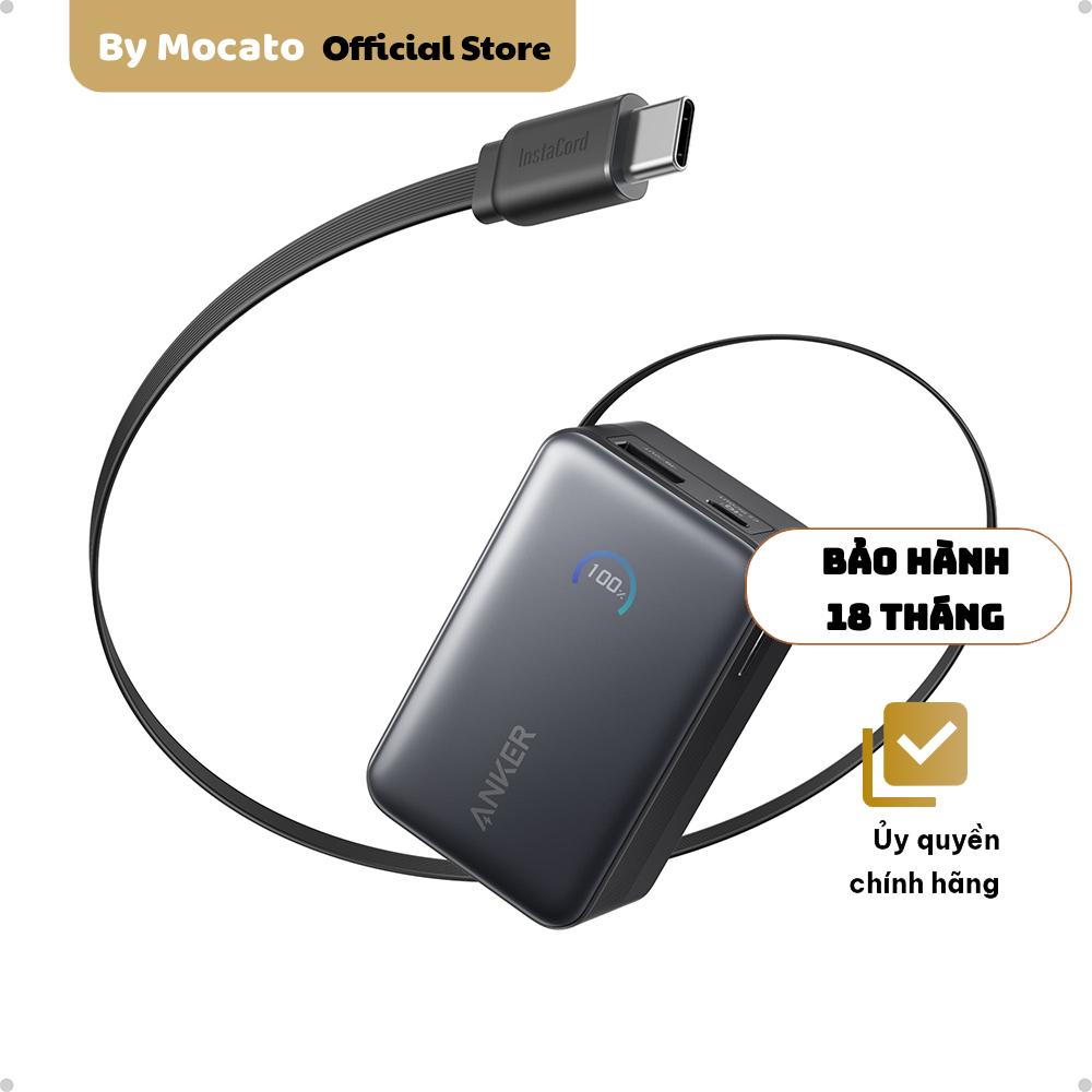 Pin sạc dự phòng Anker Nano A1638 10000mAh 45W cáp USB-C rút gọn tích hợp - chính hãng, bảo hành 18 