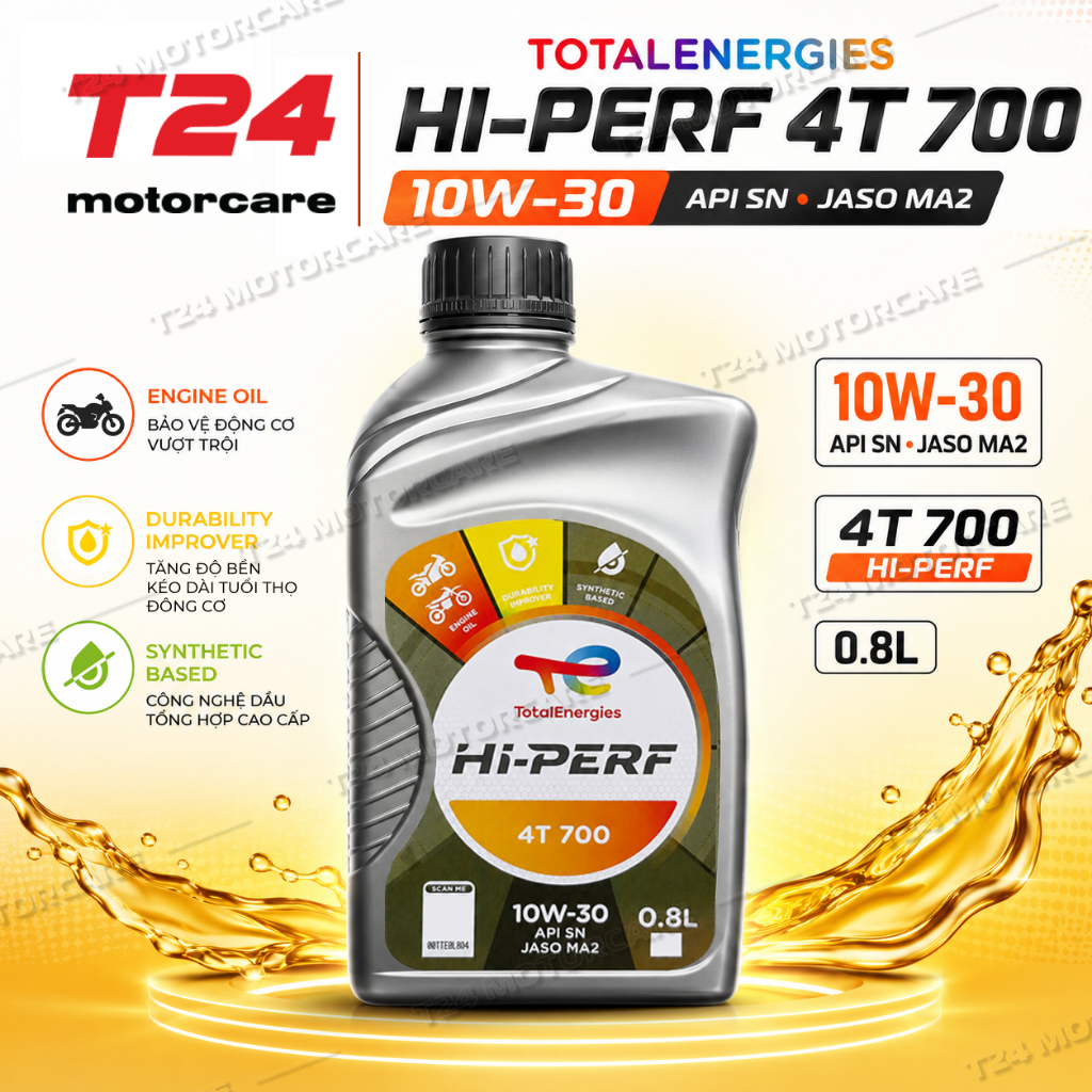 [Chính hãng] Dầu nhớt xe máy Total Hi-Perf 4T 700 10W30 API SN JASO MA2