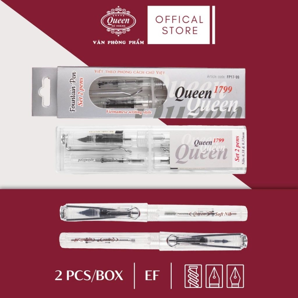 Hộp 2 chiếc bút máy Queen FP17-99
