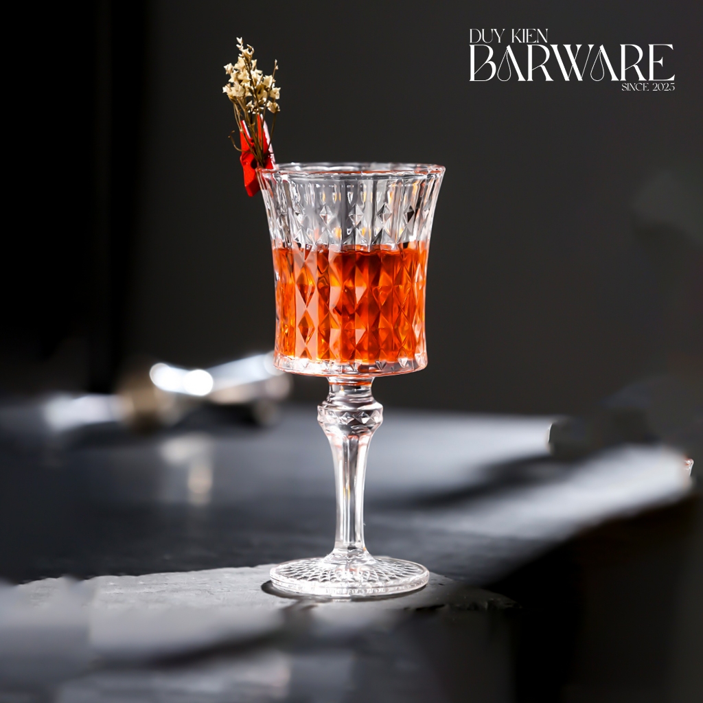 Ly goblet diamond thủy tinh - Cocktail glass - Ly cốc thủy tinh quầy bar - Duy Kien Barware