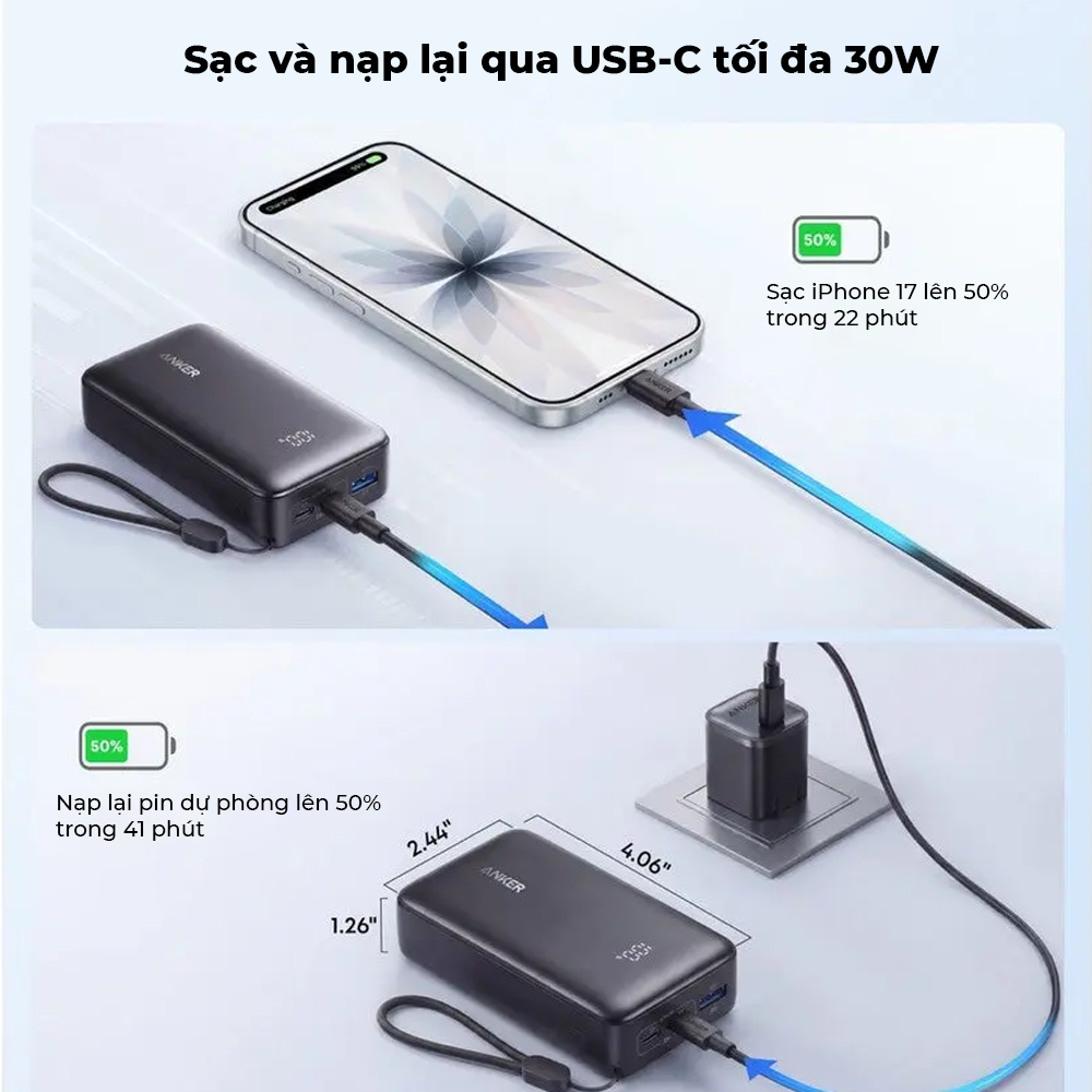 Pin Sạc Dự Phòng Anker Zolo 2C1A 10000 30W - A110J - Hàng chính hãng - Bảo hành 18 tháng | BigBuy360 - bigbuy360.vn