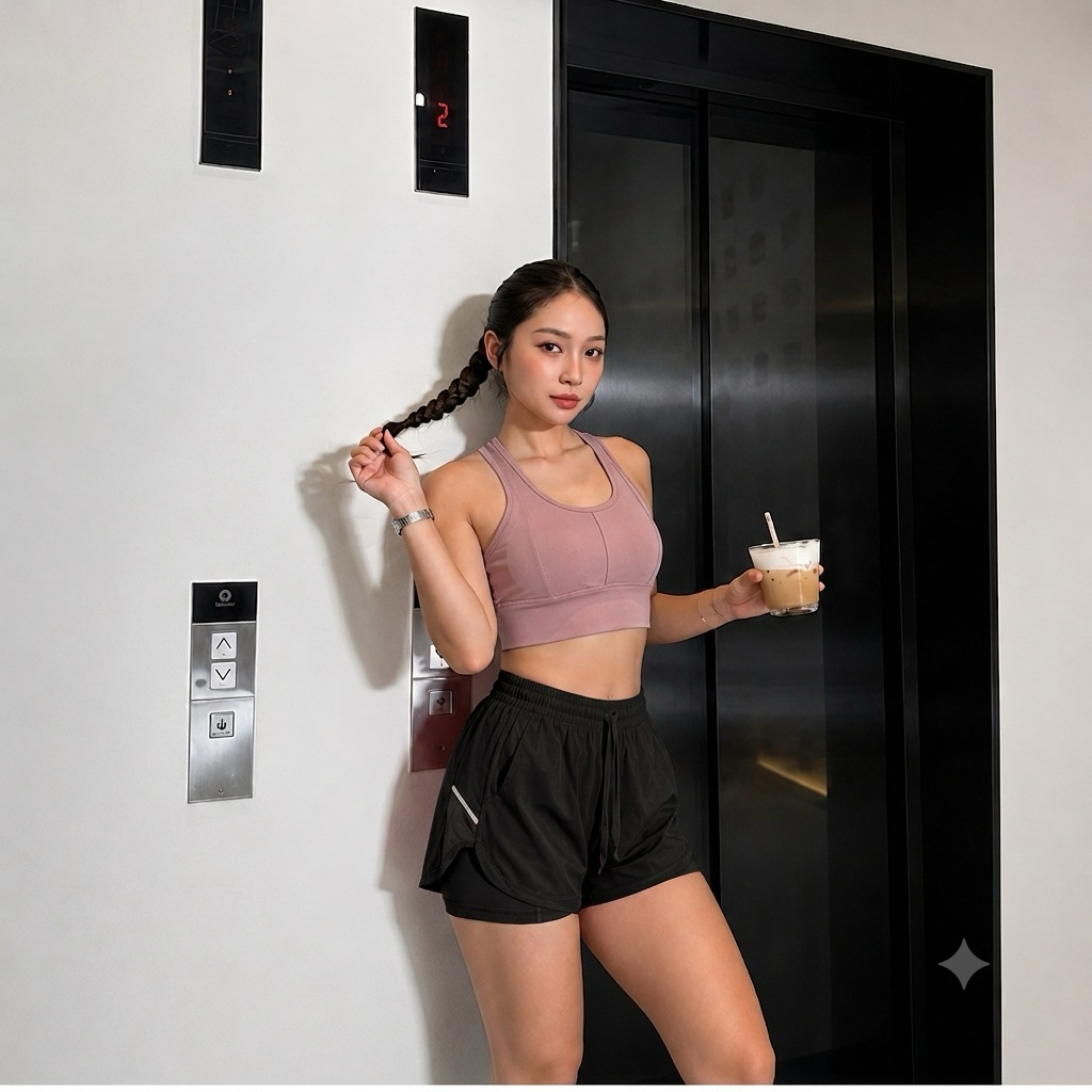 Quần Đen / Bra Hồng đất