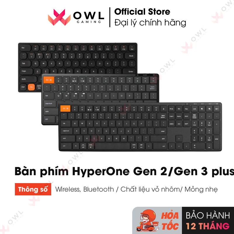 Bàn phím không dây HyperWork HyperOne Gen 2/ Gen 3/ Gen 3 Plus (Hàng chính hãng)