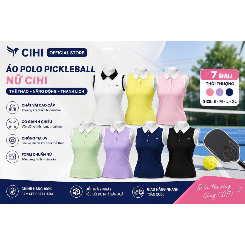 🏓 ÁO POLO PICKLEBALL NỮ CIHI – THOẢI MÁI VẬN ĐỘNG, TỰ TIN TỎA SÁNG