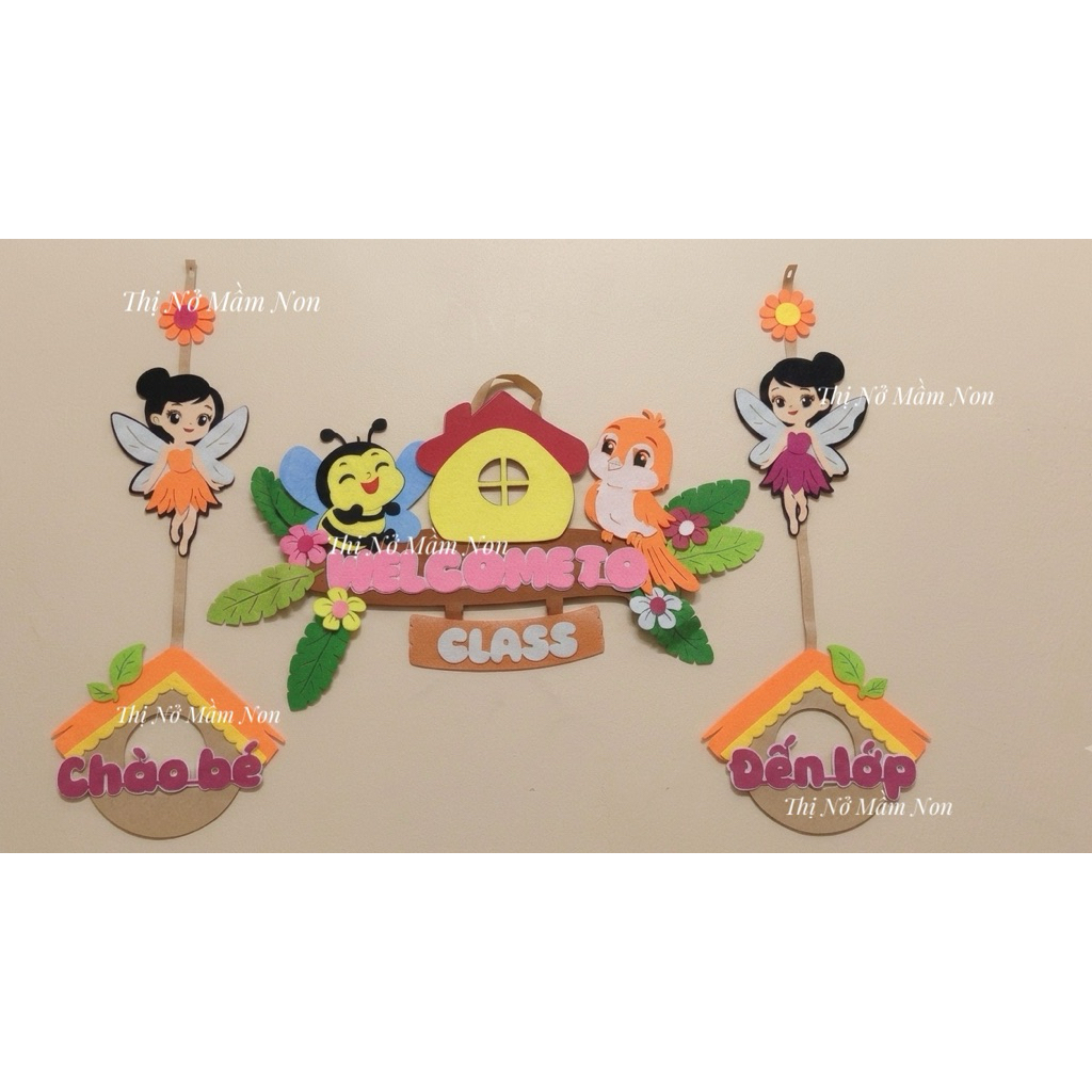 Rèm STEAM chào bé đến lớp welcome to happy class trang trí mầm non
