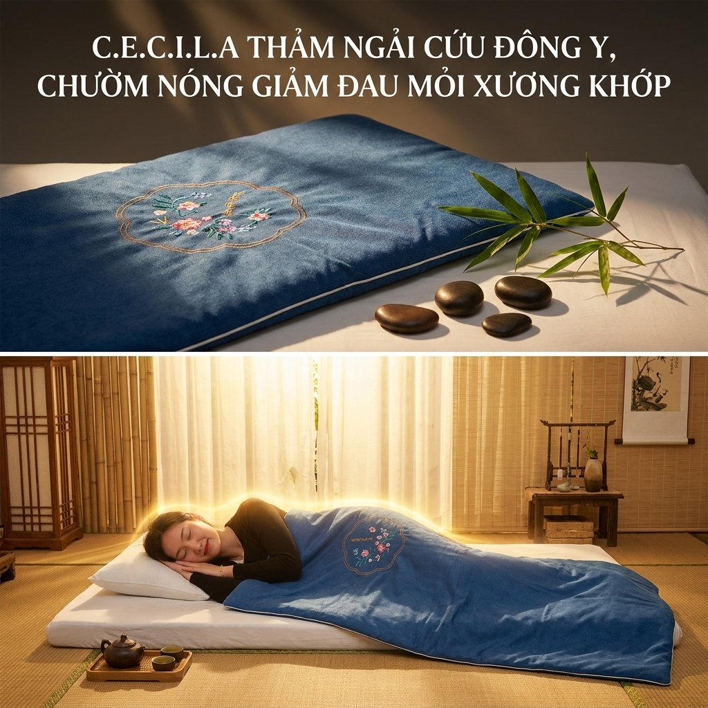 Thảm Ngải Cứu CECILA Gối Nệm Y Tế Nội Địa Trung Hỗ Trợ Sưởi Ấm Thư Giãn Cơ Thể
