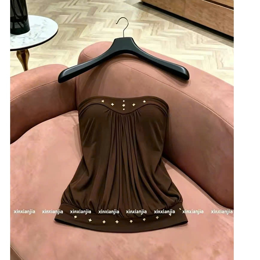 Áo thun nữ AQ21 áo quây babydoll đinh tán nâu tây trendy douyin cá tính | BigBuy360 - bigbuy360.vn