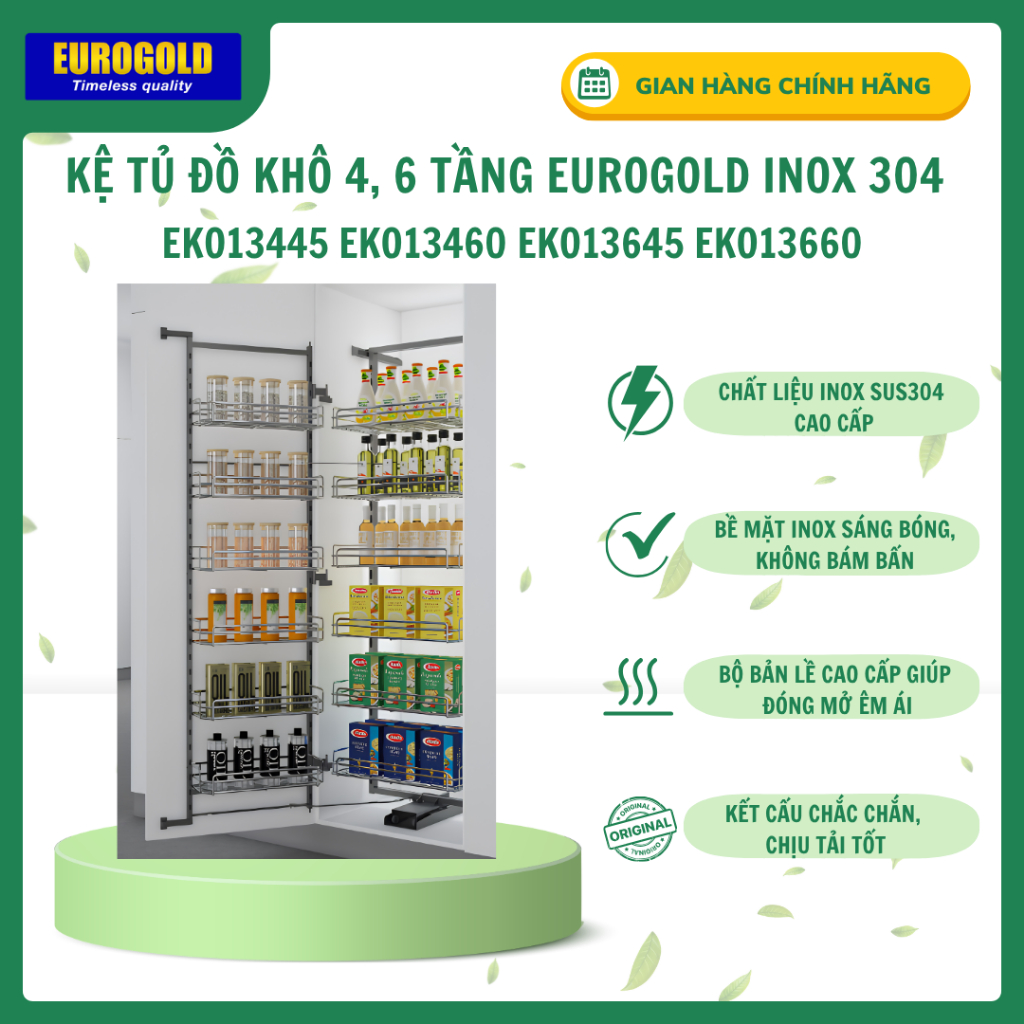 Hệ Tủ Đồ Khô 4 Tầng, 6 Tầng Eurogold Cánh Rút EKR11440 / EKR11640 / EKR15440 / EKR15640