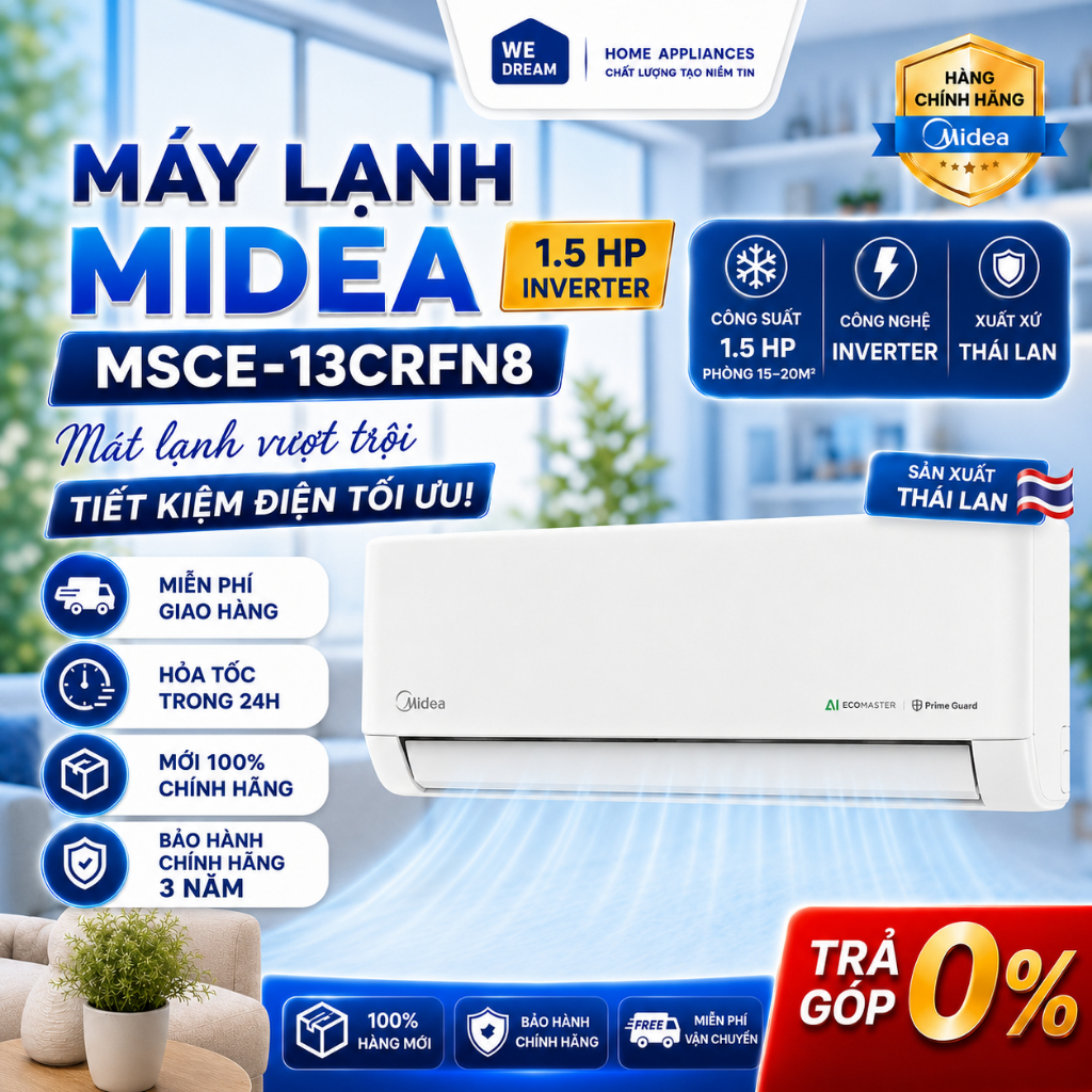 Máy Lạnh Midea Inverter MSCE-13CRFN8 1.5HP - Hàng Chính Hãng