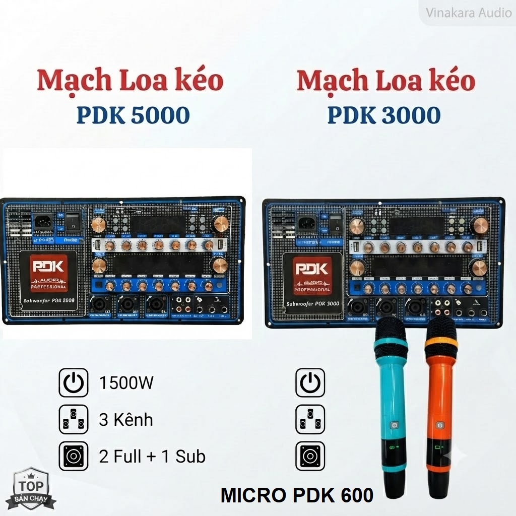Mạch loa kéo 19x38 3 kênh PDK5000, 2 kênh PDK3000 - Công suất lớn 600W x3CH - 2 kênh full + 1 sub, M