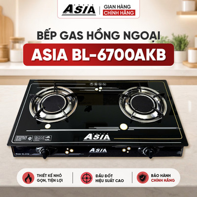 Bếp Gas hồng ngoại ASIA đầu đốt lớn 110mm BL-6700AKB, nấu nhanh sôi, tiết kiệm gas, không sợ gió