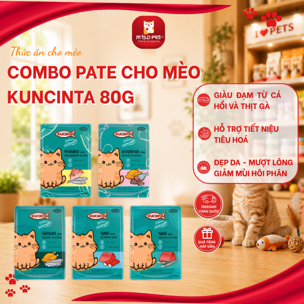 [COMBO] Pate KUCINTA Gói 80g Dành Cho Mèo - Pate Kucinta Nhập Khẩu Malaysia