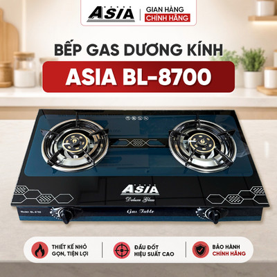 Bếp Gas Đôi Dương Kính ASIA Họa Tiết Lục BL-8700 (82) Cho Ngọn Lửa Xanh Chắn Gió