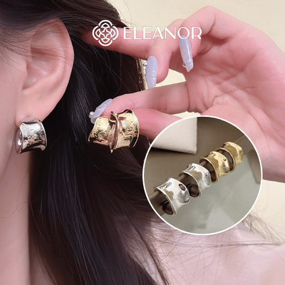 Bông tai nữ chuôi bạc 925 Eleanor Accessories viền cong basic phụ kiện trang sức khuyên tai 12201