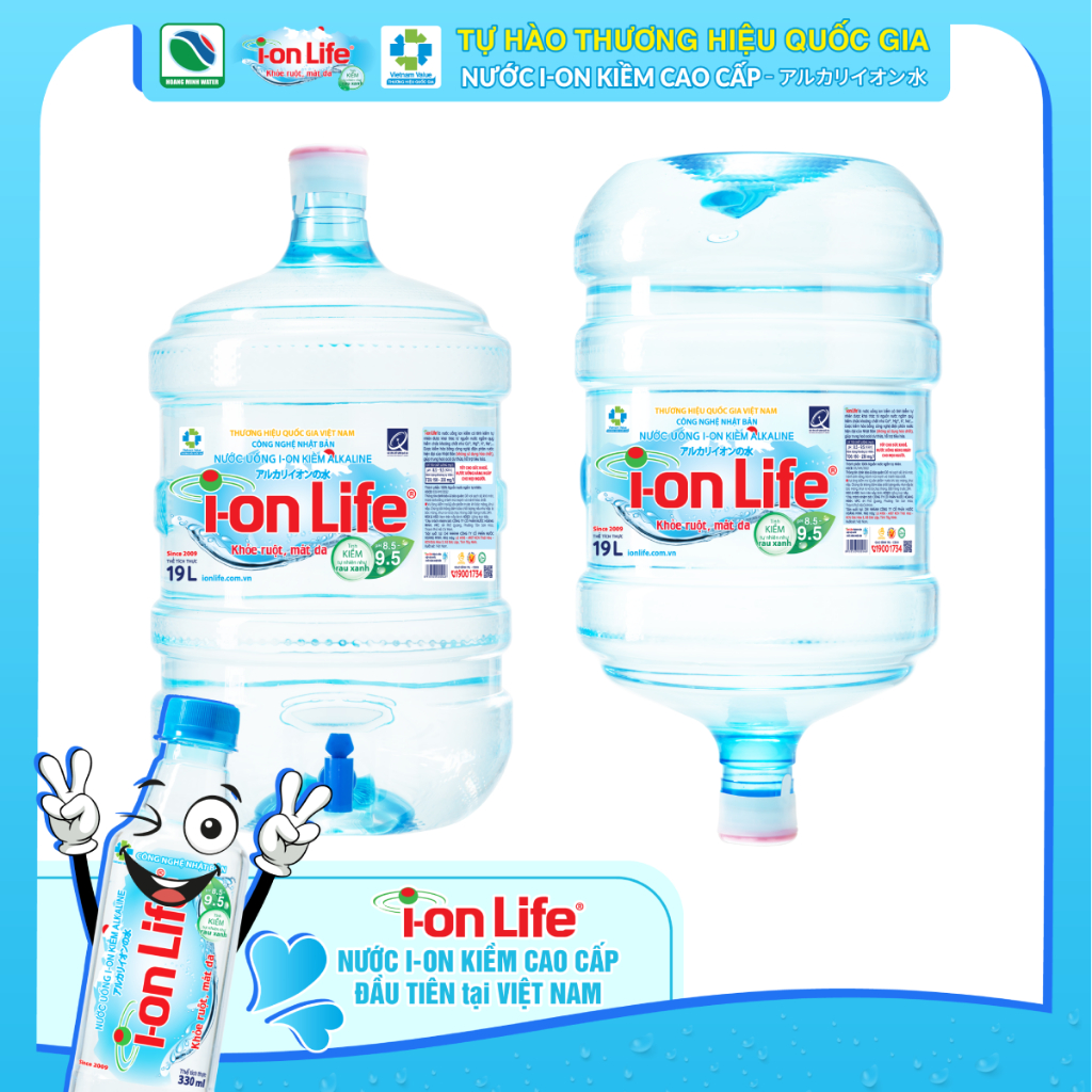 Bình Nước ion Kiềm i-on Life 19L – Dành Cho Gia Đình Văn Phòng Xí Nghiệp, pH 8.5–9.5, Giàu Khoáng