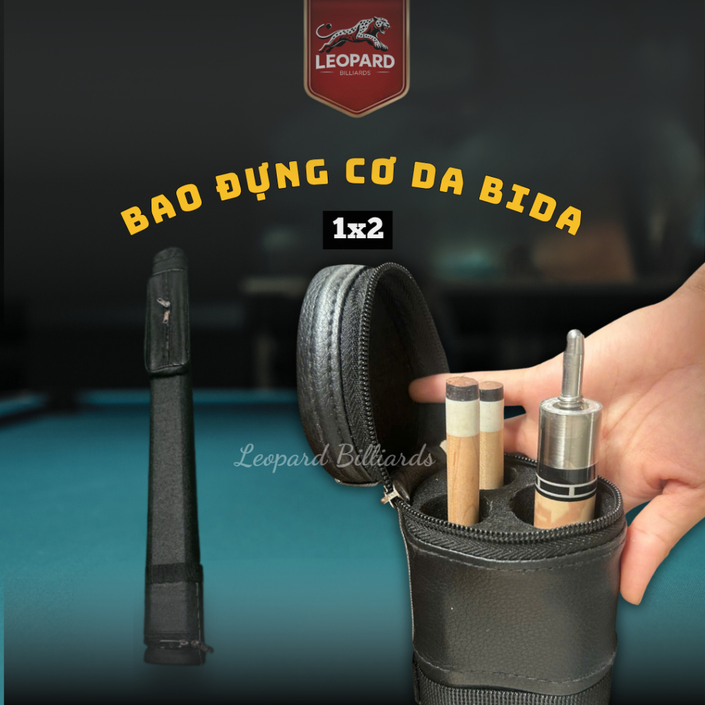 Bao Da Đựng Cơ Bida 1x2 - Bao Để 1 Chuôi 2 Ngọn Cơ Bi-a - Sang Trọng, Tiện Lợi - LEOPARD BILLIARDS