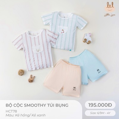 Bộ Cộc Chất Liệu Sợi Tre Túi Bụng Lil Little Love [Siêu Mềm, Mát, Mịn Co Dãn Và Thấm Hút Mồ Hôi Tốt] Size 6M- 4Y (HCT78)