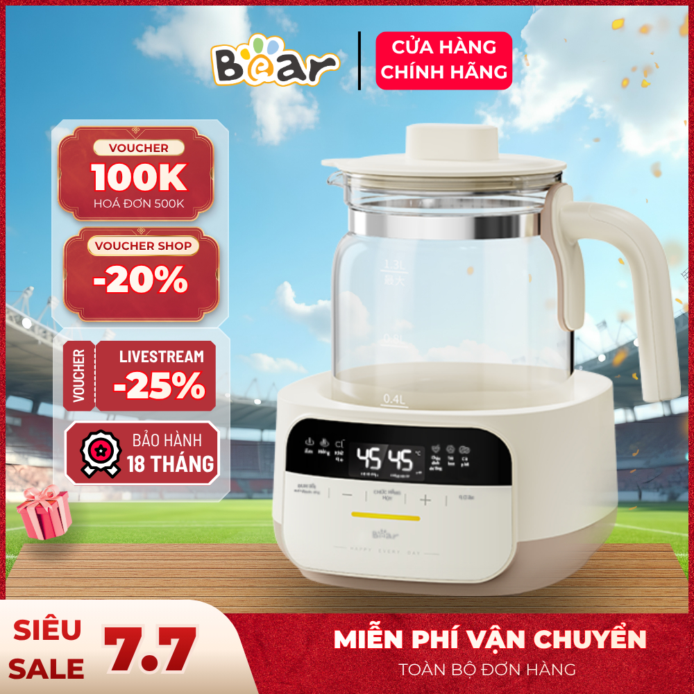Máy Hâm Sữa Tiệt Trùng Bear WW-5H12N, 4H12W 1.3L Đun Nước Khử Clo Giữ Nhiệt Hâm Sữa Tiệt Trùng
