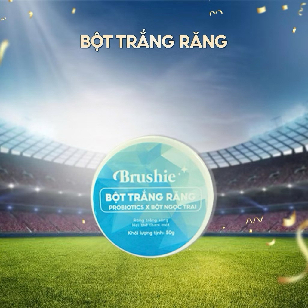 (Date 03/2029) Bột hỗ trợ trắng răng Brushie Probiotics x Bột ngọc trai
