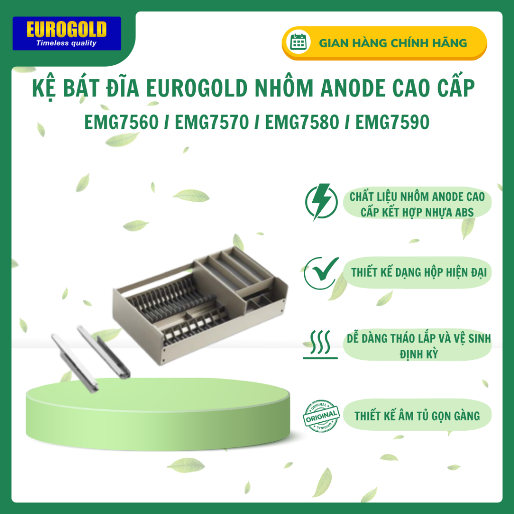 Kệ Bát Đĩa Eurogold Nhôm Anode Cao Cấp EMG7560 / EMG7570 / EMG7580 / EMG7590