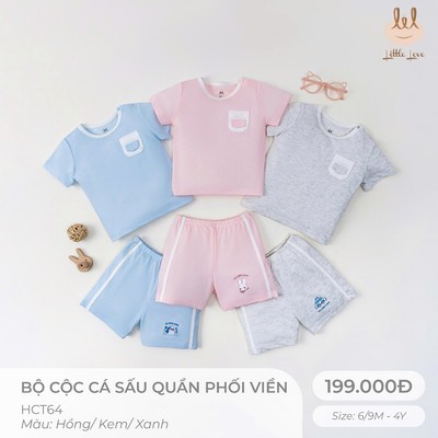 " BỘ CỘC TAY DA CÁ QUẦN PHỐI VIỀN LIL LITTLE LOVE  [  SIÊU MỀM, MÁT, MỊN CO DÃN VÀ THẤM HÚT ] SZ 6M -4Y (HCT64)