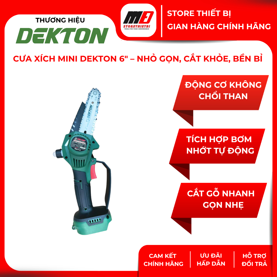 Combo Máy Cưa Xích Pin 6 Inch DEKTON M21-CX06CP Kèm Pin B4085Plus & Sạc S20 Động Cơ Không Chổi Than 