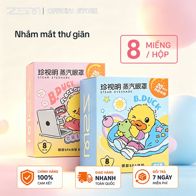 Mặt Nạ Mắt Hơi Nước Tự Nóng B.DUCK ZSM - Chườm Nóng SPA, Thư Giãn Mắt, Ngủ Ngon, Tiện Lợi