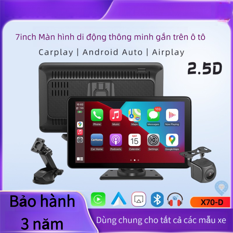 Màn Hình CarPlay 7 Inch Không Dây Android Auto GPS Bluetooth Camera Lùi FM AUX Cảm Ứng HD 1024x600 C