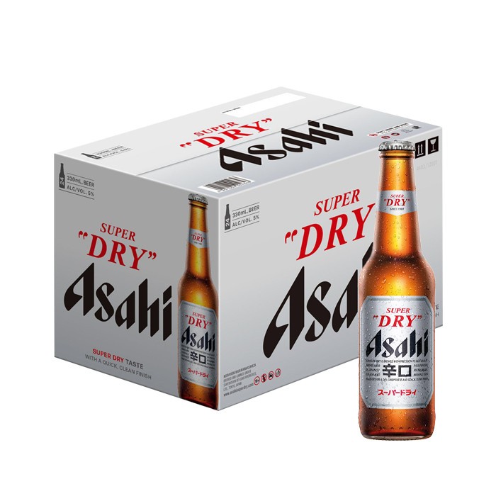 Thùng 24 Chai Bia Asahi Super Dry Nhật Bản 330ml - Bia Nhập Khẩu Chính Hãng Vị Khô Đậm Sảng Khoái