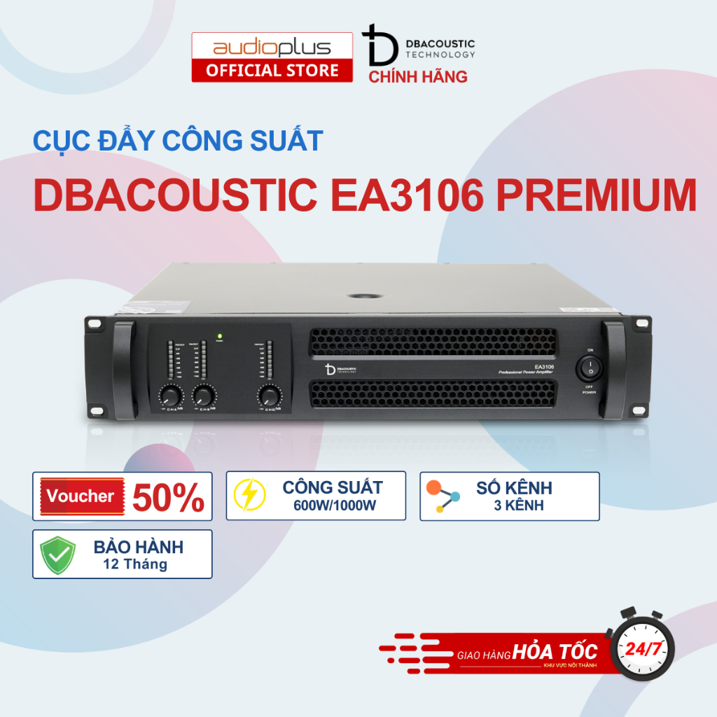 Cục đẩy công suất DBAcoustic EA3106 PREMIUM  - Class H - 600W x 2 + 1000W - Chính hãng - BH 12 tháng