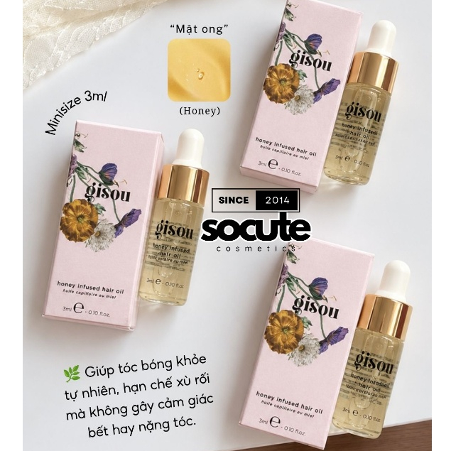 Socutevn - Dầu Dưỡng Tóc Mật ong Gisou Honey Infused Hair Oil 3ml