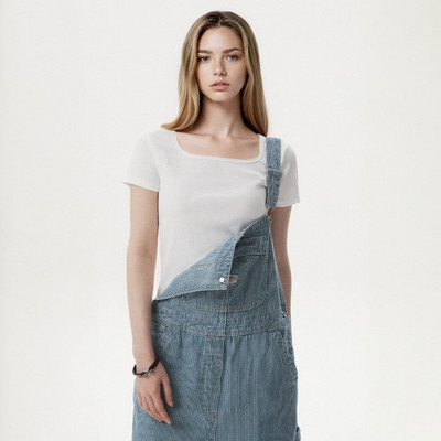 Áo Thun WHO.A.U Ribbed Square Neck T-Shirt_WHRAG2432F