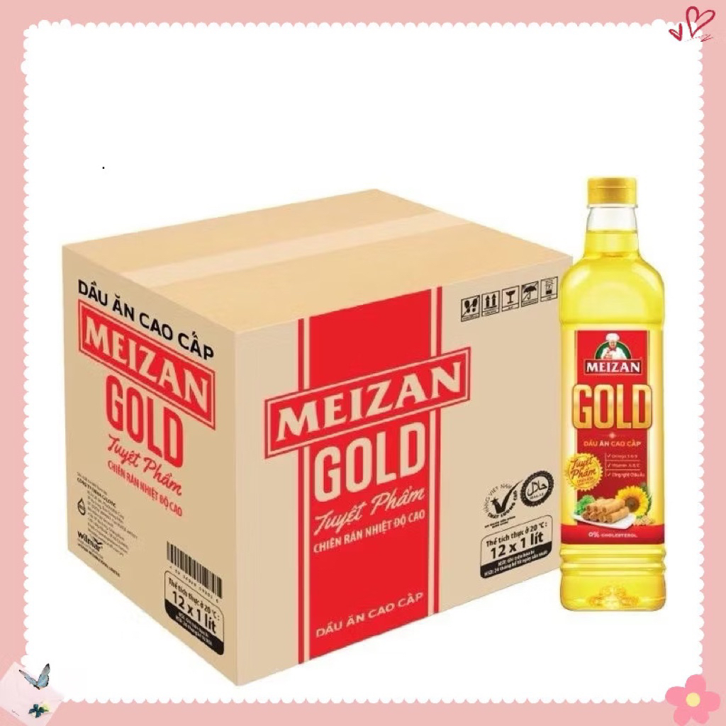 (Bán sỉ) Thùng 12 chai Dầu ăn Mezan Gold chai 1L