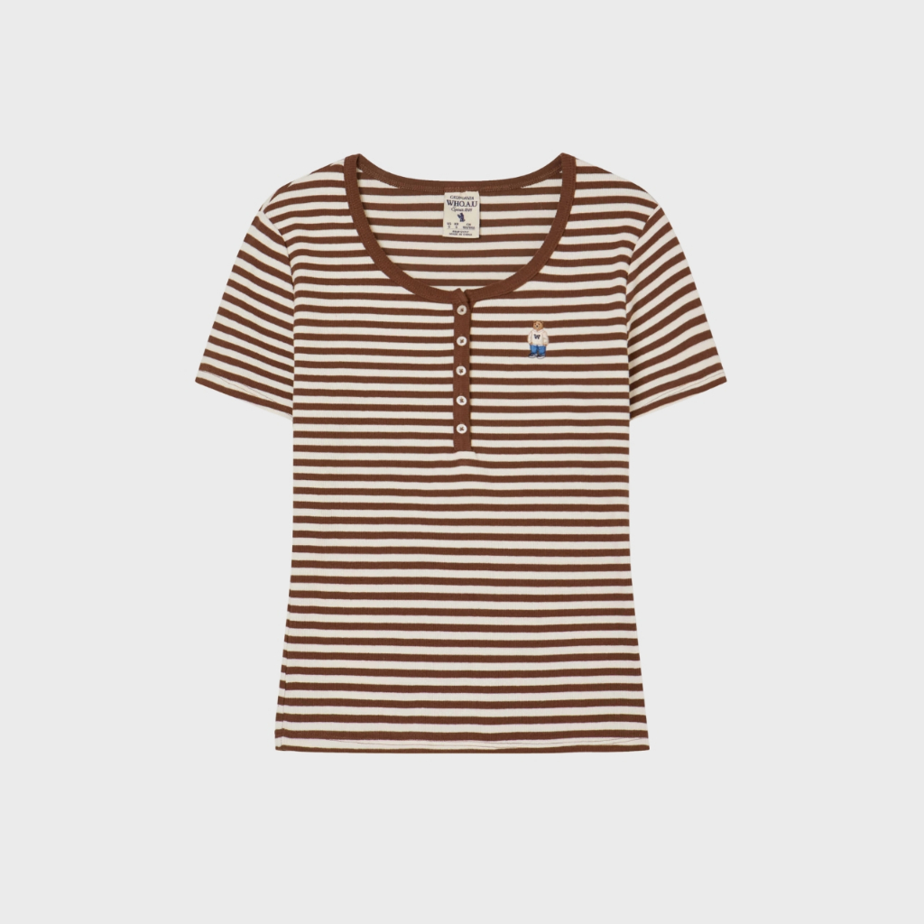 Áo Thun WHO.A.U Steve Ribbed Henry Neck T-shirt[B]_WHRAG2452F
