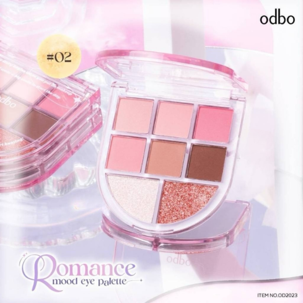 Bảng Phấn Mắt ODBO OD2023-02 Romance Mood 8 Ô Tone Hồng Đào Lì Nhũ Glitter Lâu Trôi Dễ Tán