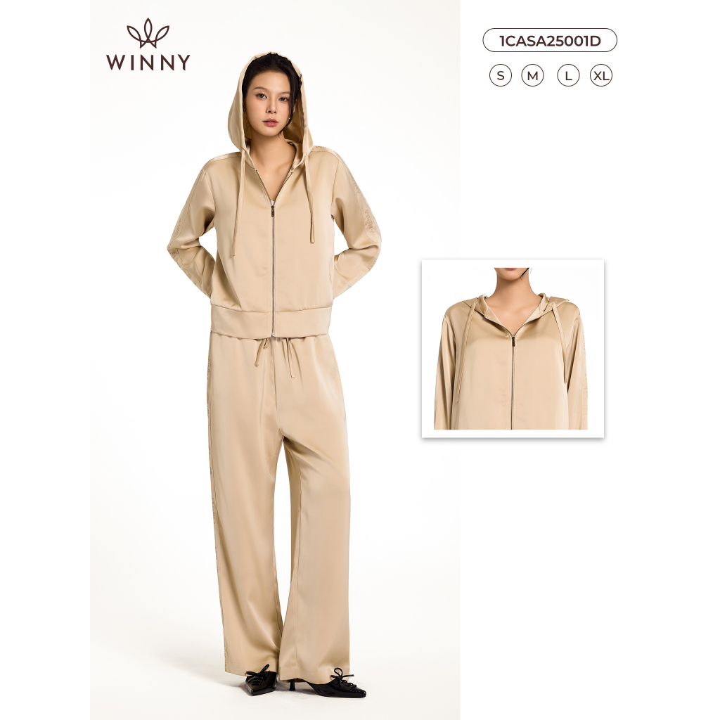 Bộ đồ nữ WINNY satin, Set đồ nữ lụa satin bóng mượt quần dài tay dài thoải mái mặc nhà, đi chơi 1CAS