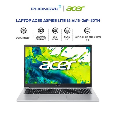 Laptop Acer Aspire Lite 15 AL15-36P-30TN (Core 3 N350/ 8GB/ 512GB/ Windows 11 Home SL) - Bảo hành 12 tháng