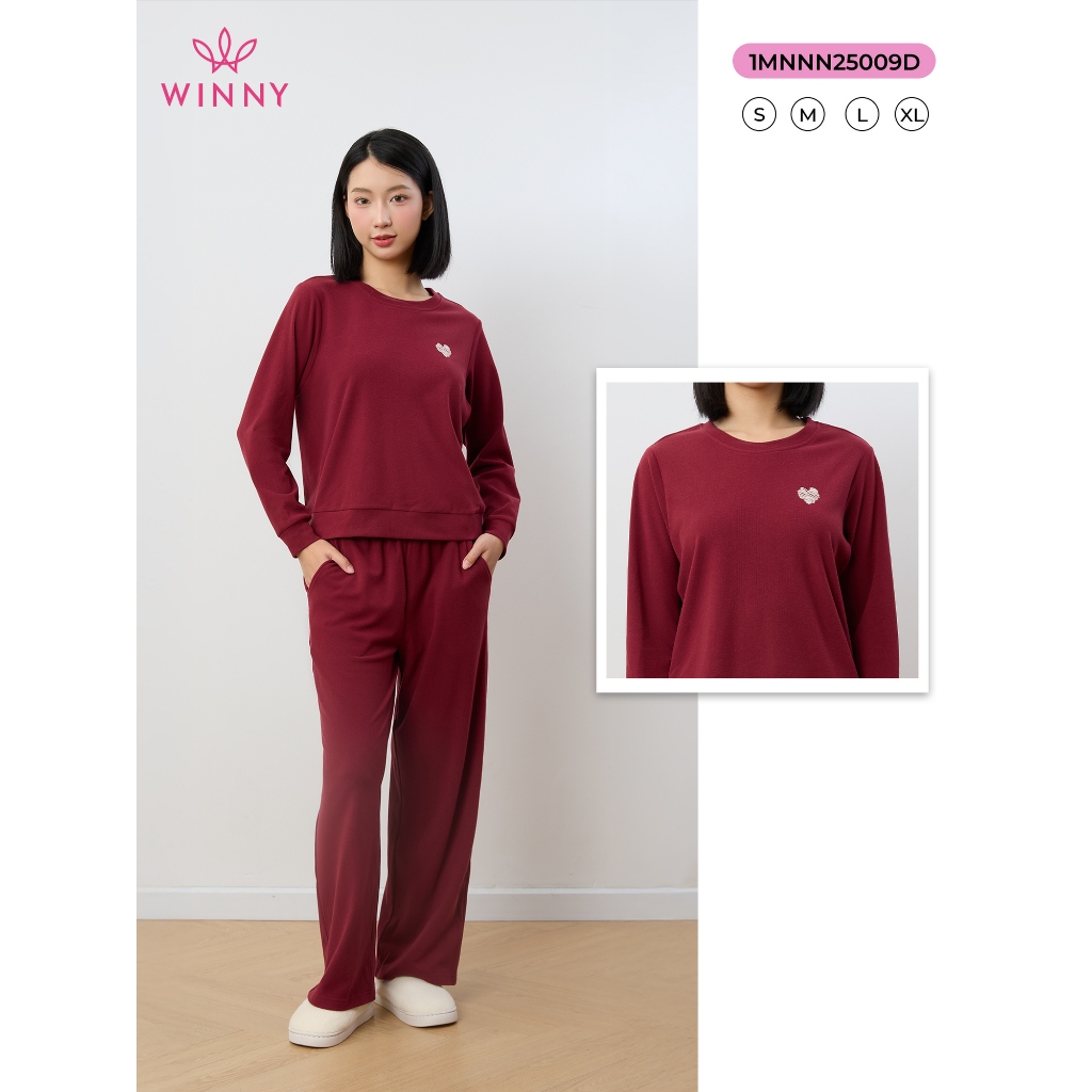 Bộ mặc nhà nữ WINNY nỉ nhung, Set đồ nữ nỉ nhung mịn ấm quần dài tay dài dáng suông thoải mái 1MNNN2