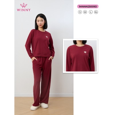 Bộ mặc nhà nữ WINNY nỉ nhung, Set đồ nữ nỉ nhung mịn ấm quần dài tay dài dáng suông thoải mái 1MNNN25009D
