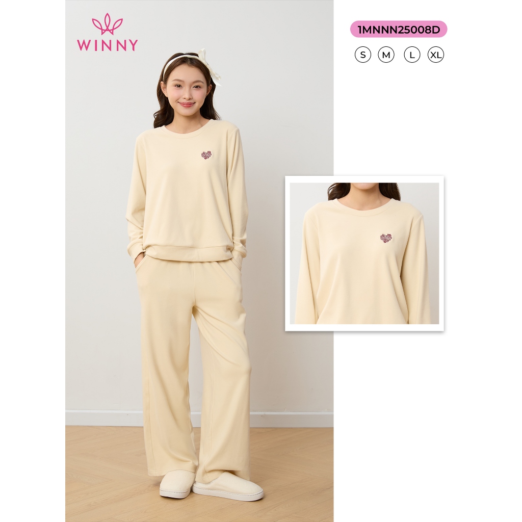 Bộ mặc nhà nữ WINNY nỉ nhung, Set đồ nữ nỉ nhung mịn ấm quần dài tay dài dáng suông thoải mái 1MNNN2