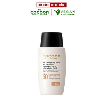 Sữa Chống Nắng Vô Cơ Sen Hậu Giang - Tone up Beige Cocoon 50ml - Vegan Mỹ phẩm thuần chay