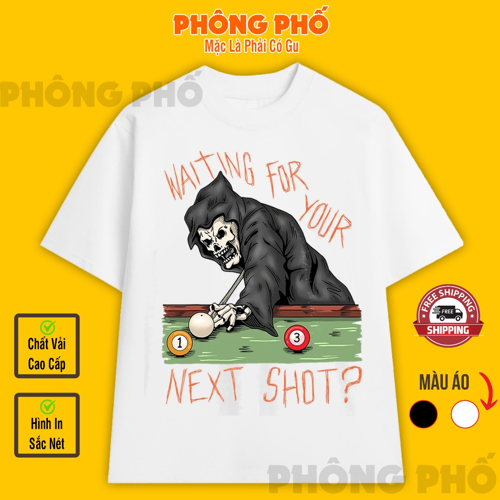Áo Thun Billiards Nam Nữ In Hình Skull Thần Chết Đánh Bida Form Oversize Cotton Mềm Cao Cấp