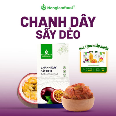 Chanh Dây Sấy Dẻo NONGLAMFOOD Hàng Loại 1 Chuẩn Xuất Khẩu Chua Ngọt Tự Nhiên Trái Cây Sấy Hộp 145g