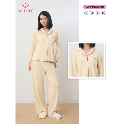 Bộ mặc nhà nữ WINNY nỉ nhung, Set đồ nữ nỉ nhung mịn ấm quần dài tay dài dáng suông thoải mái 1MNNN25001D
