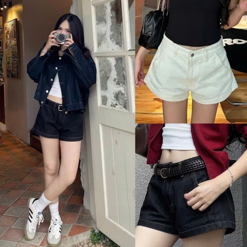 Quần ngố sooc bò jean nữ jeans cạp cao phong cách Hàn Quốc sành điệu style jeanshop_0603 ms03