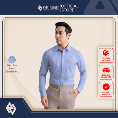 Áo sơ mi kẻ nam Phan Nguyễn, chất liệu cao cấp, mềm mại, thoáng mát, form slim fit SMD.1547