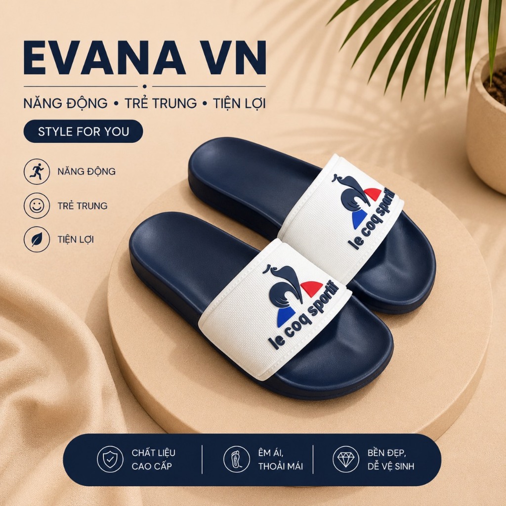 Dép Nam Quai Ngang,Le coq sportif mẫu mới đế cao su chống trơn trượt cực đẹp-D18B