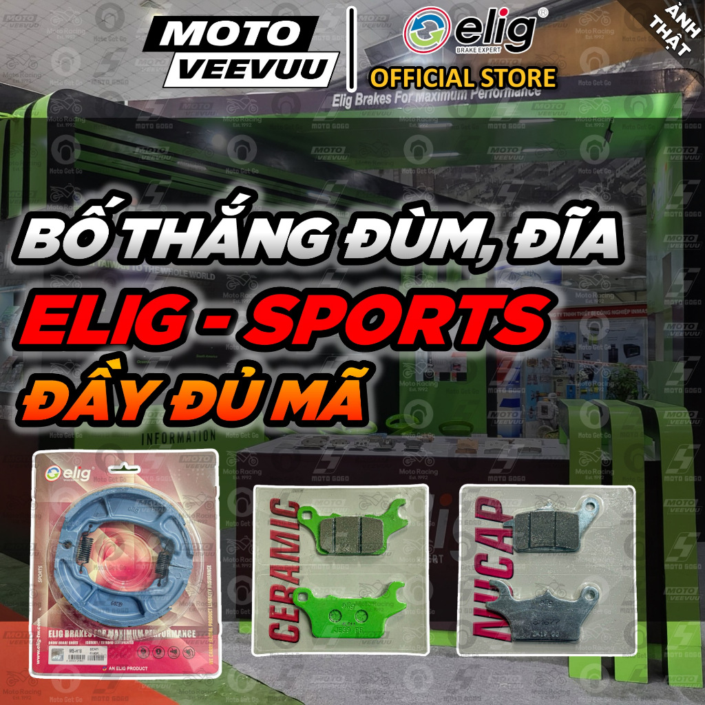 [MTVV] Bố thắng ĐÙM, ĐĨA ELIG SPORTS NUCAP NRS CERAMIC ĐẦY ĐỦ MÃ CHÍNH HÃNG