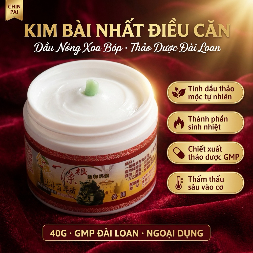 Cao Xoa Bóp Thảo Dược Kim Bài Nhất Điều Căn Đài Loan – 金牌一條根雙株百草膏 ( CHÍNH HÃNG ĐÀI LOAN )